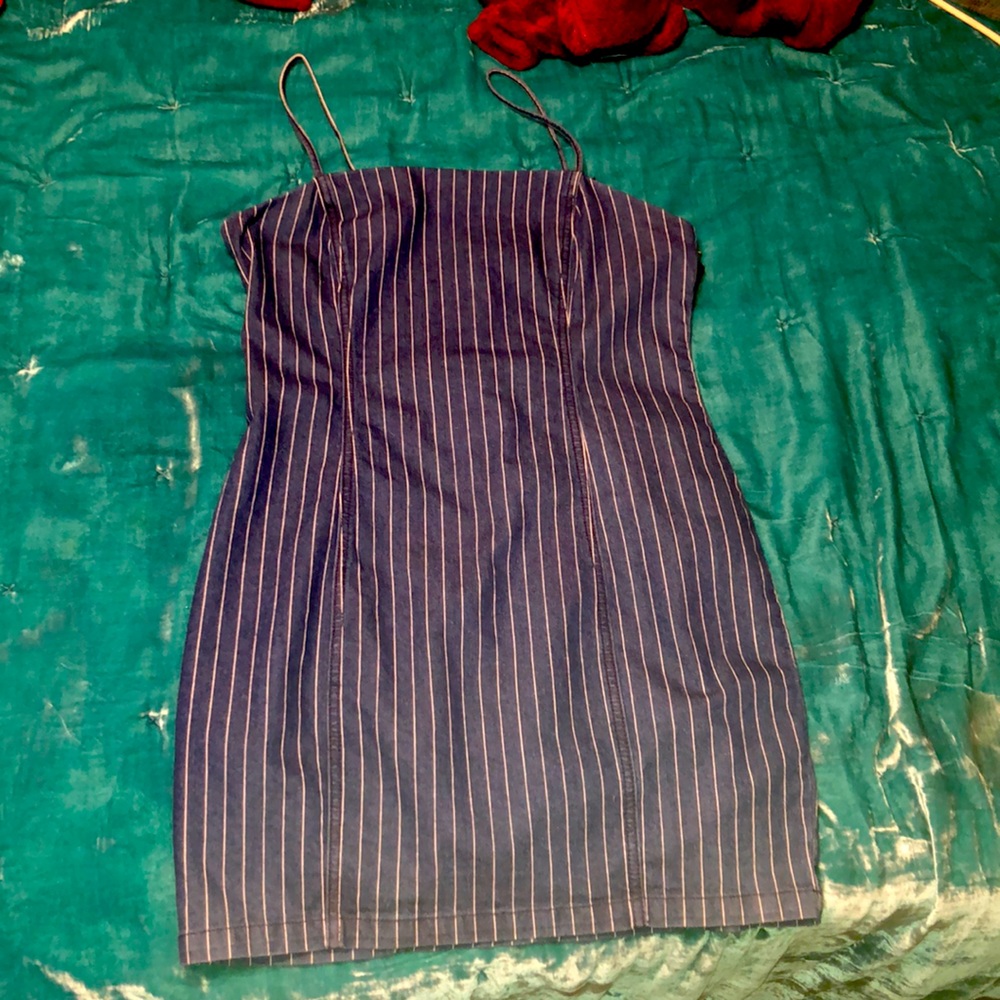 Pinstripe Denim Bodycon Dress